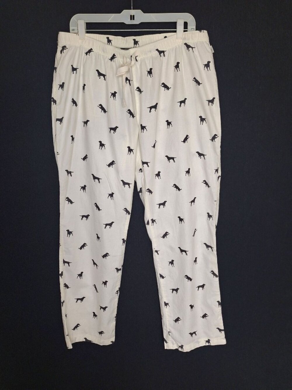 NWT Eddie Bauer Dog Print Lounge Night Pants Size L Cotton Wide Leg Comfy